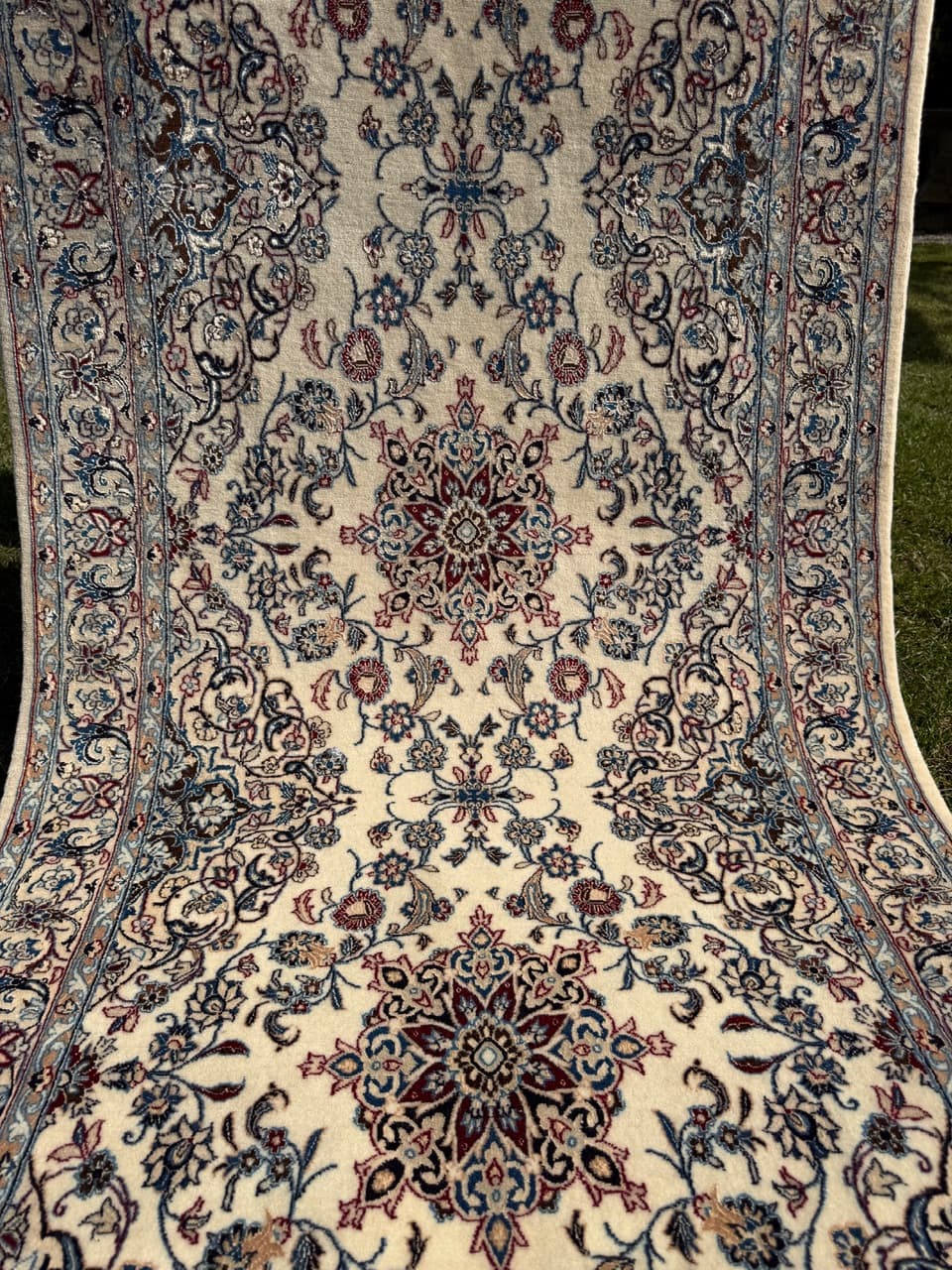 Chodnik Nain 220x90 cm, beżowy, wełna kaszmirowa jedwab, Iran - 292350