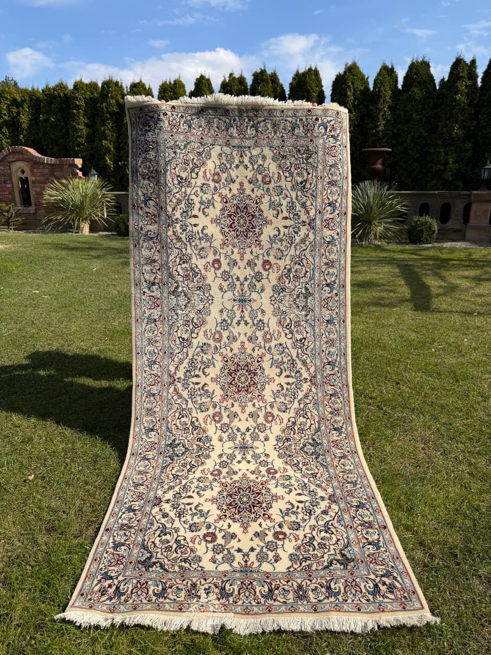 Chodnik Nain 220x90 cm, beżowy, wełna kaszmirowa jedwab, Iran - 292347