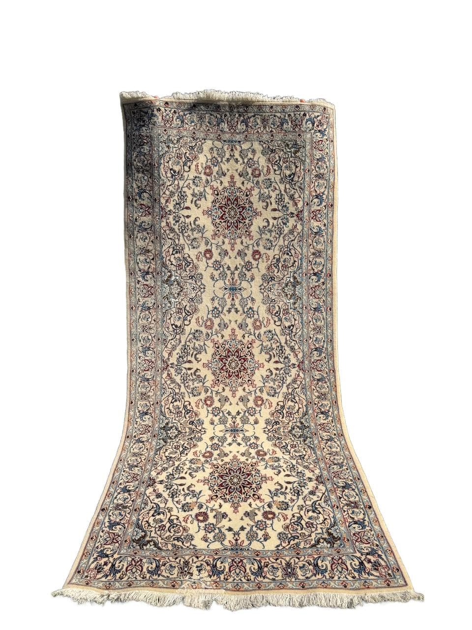 Chodnik Nain 220x90 cm, beżowy, wełna kaszmirowa jedwab, Iran