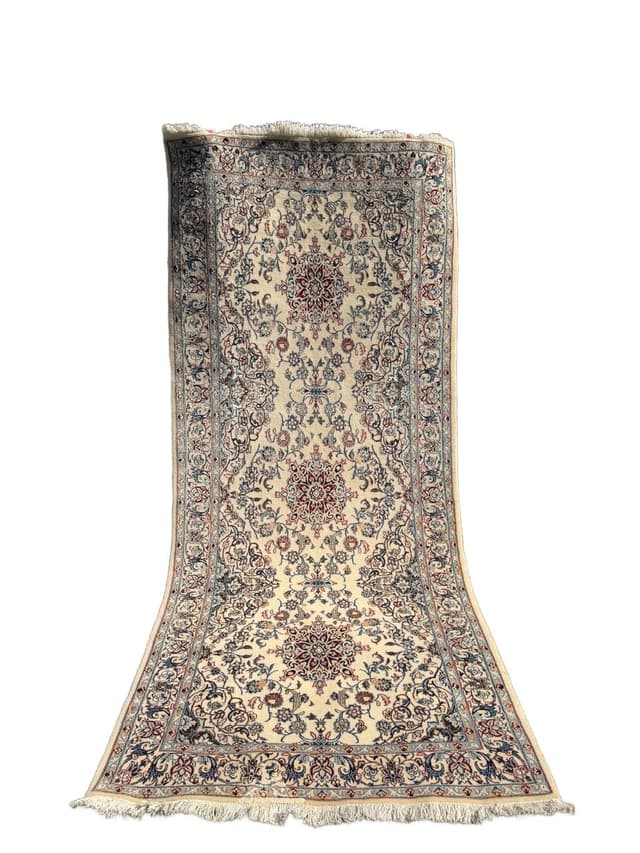 Chodnik Nain 220x90 cm, beżowy, wełna kaszmirowa jedwab, Iran - WYMIARY