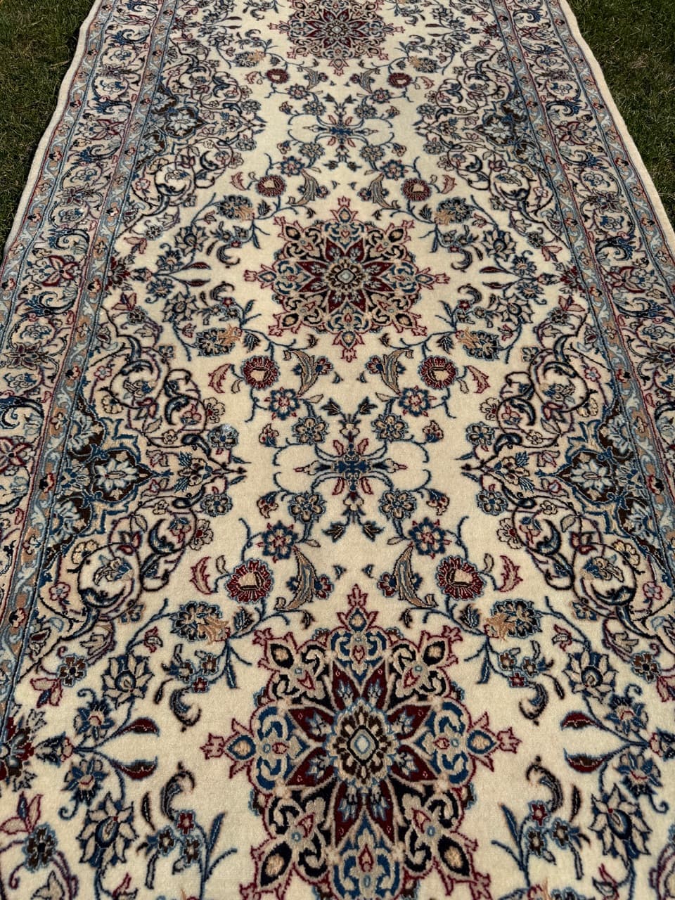 Chodnik Nain 220x90 cm, beżowy, wełna kaszmirowa jedwab, Iran - 292353