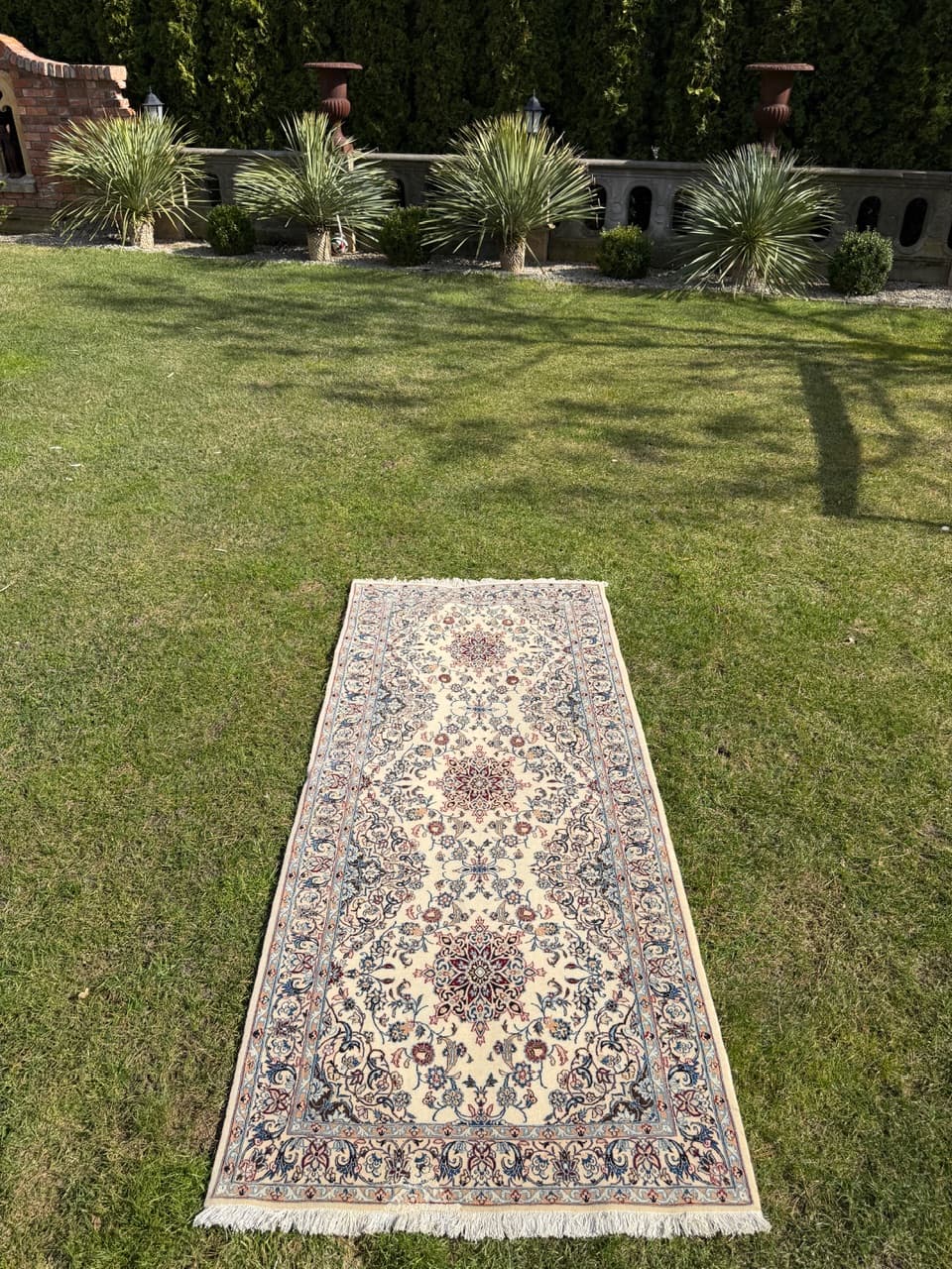 Chodnik Nain 220x90 cm, beżowy, wełna kaszmirowa jedwab, Iran - 292352