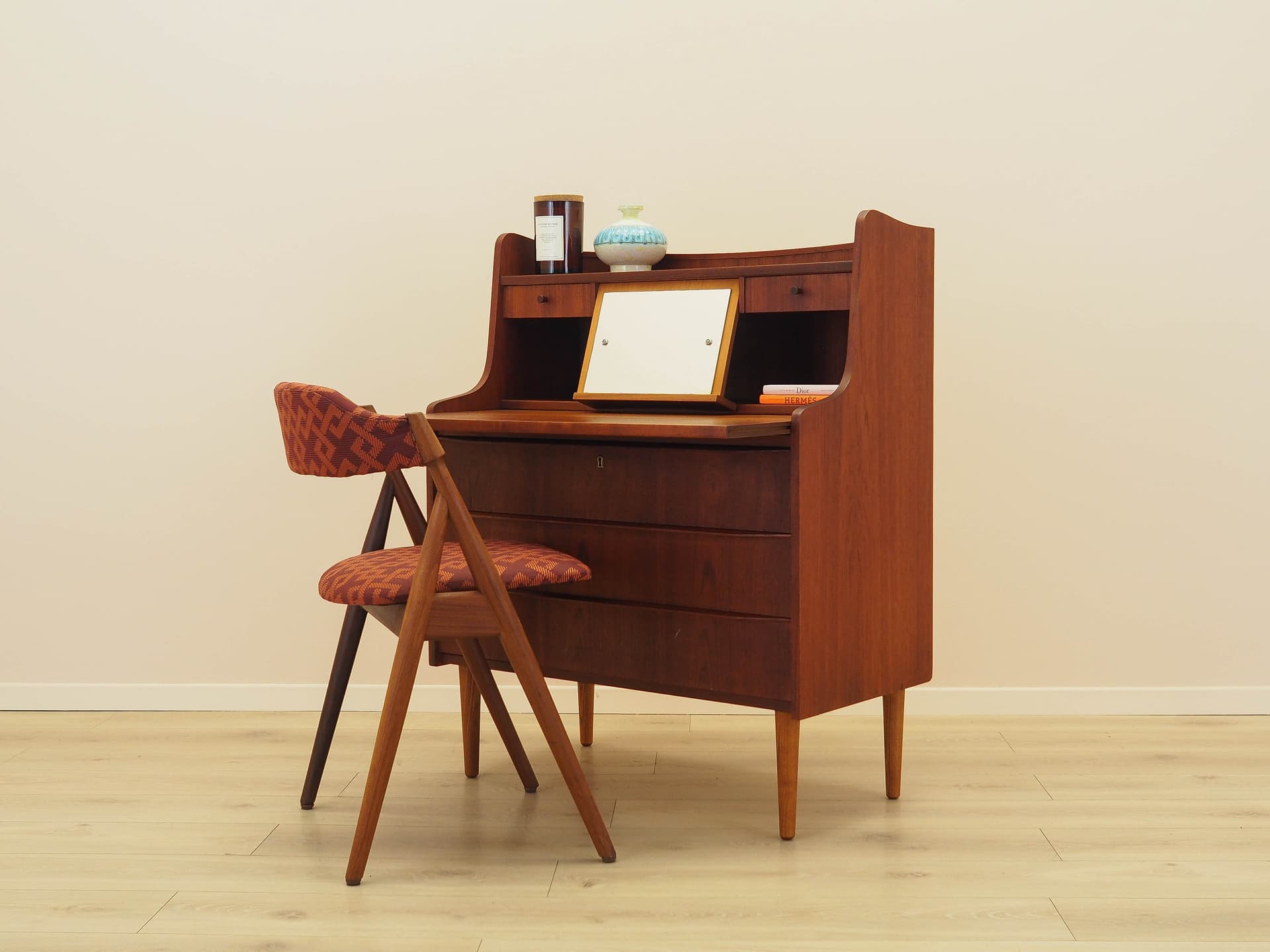 Secretary desk, brown, teak, Denmark, 1970s. - 292476