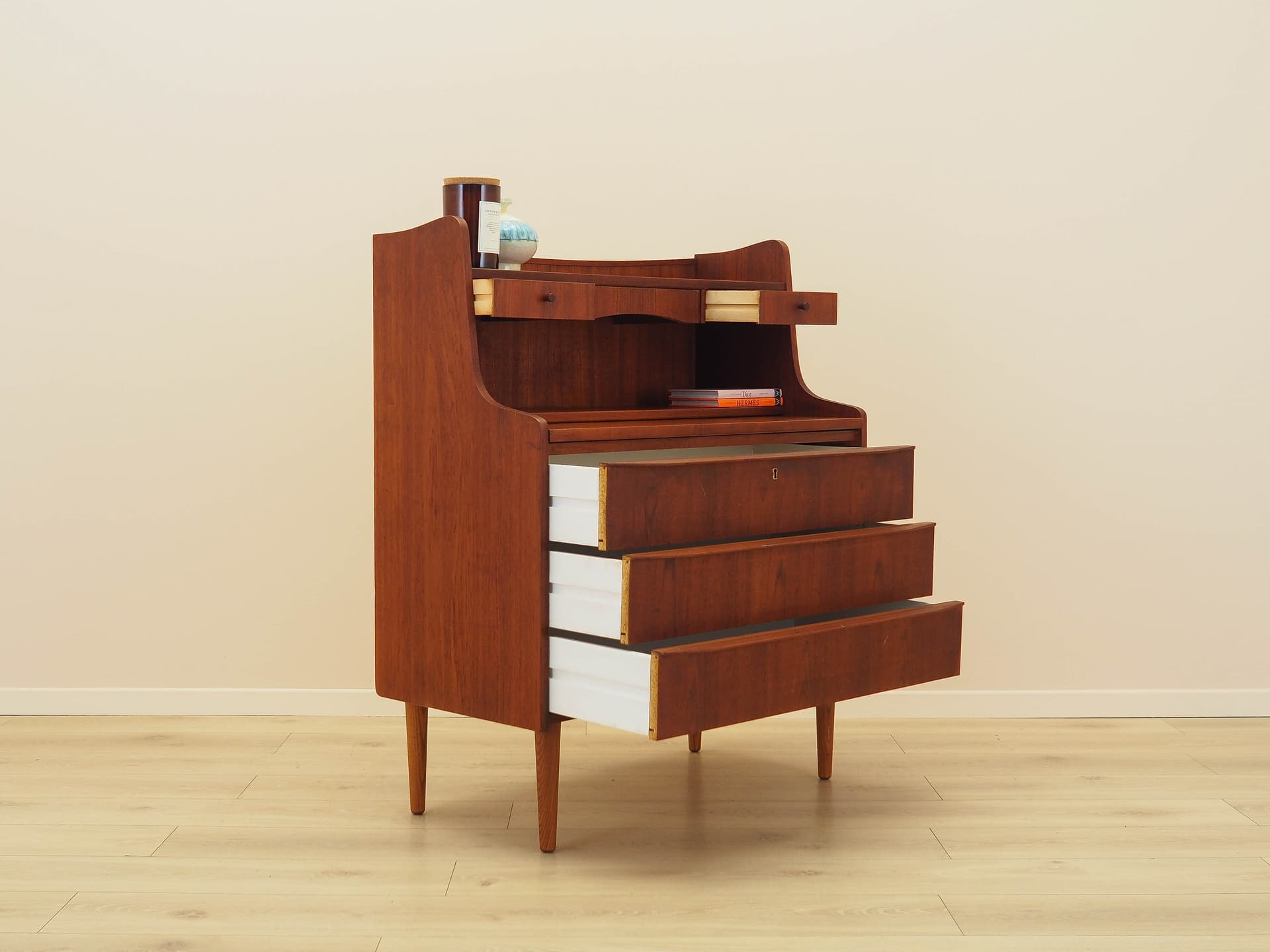 Secretary desk, brown, teak, Denmark, 1970s. - 292479