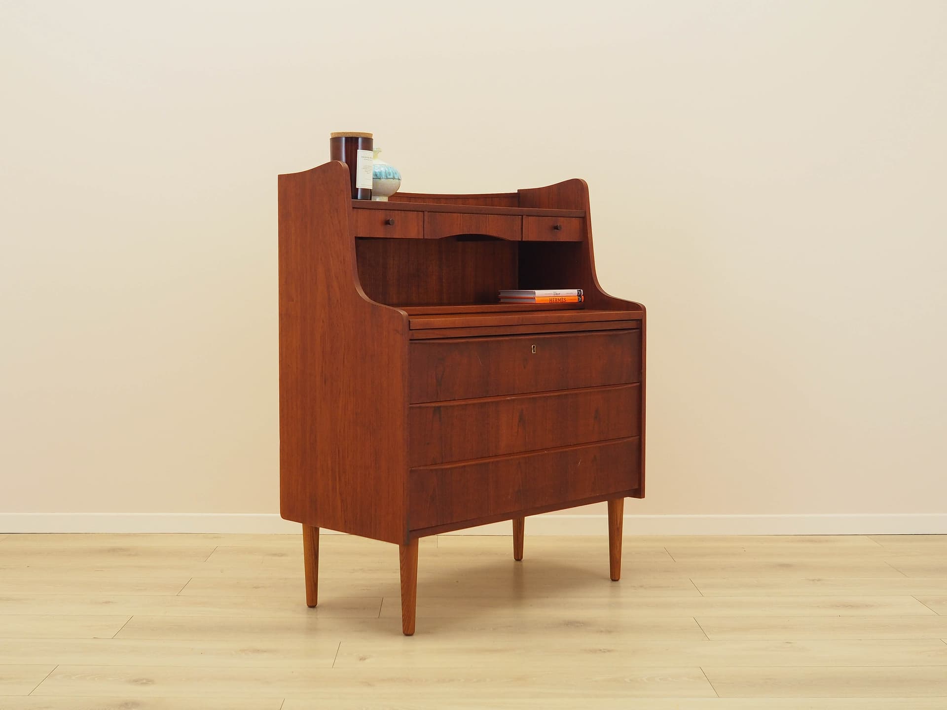Secretary desk, brown, teak, Denmark, 1970s. - 292478