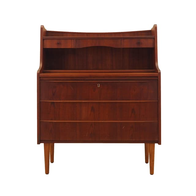 Secretary desk, brown, teak, Denmark, 1970s. - DIMENSION