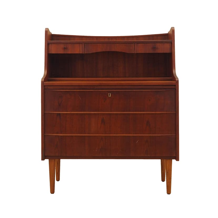 Secretary desk, brown, teak, Denmark, 1970s.