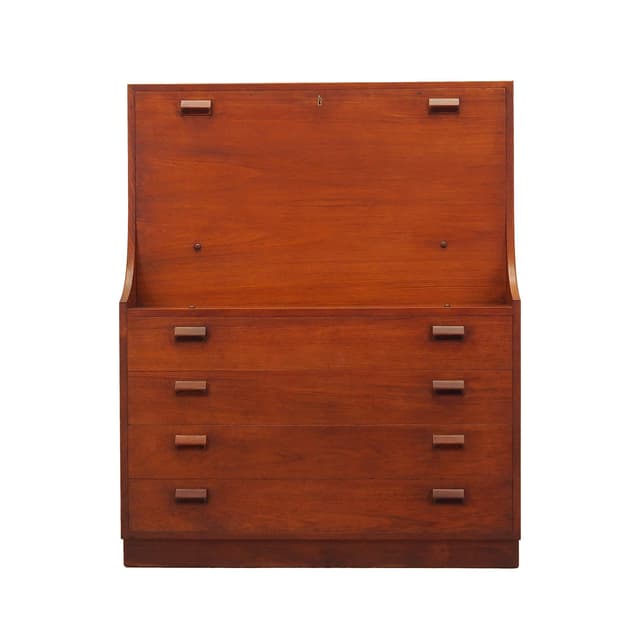 Secretary Desk, brown teak, by B. Mogensen, Denmark, 1960s. - DIMENSION