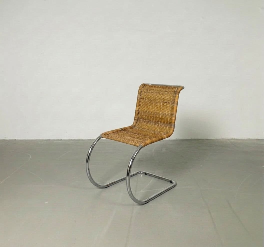 Krzesło wg. proj. L. Mies van der Rohe, stal, rattan - 292544