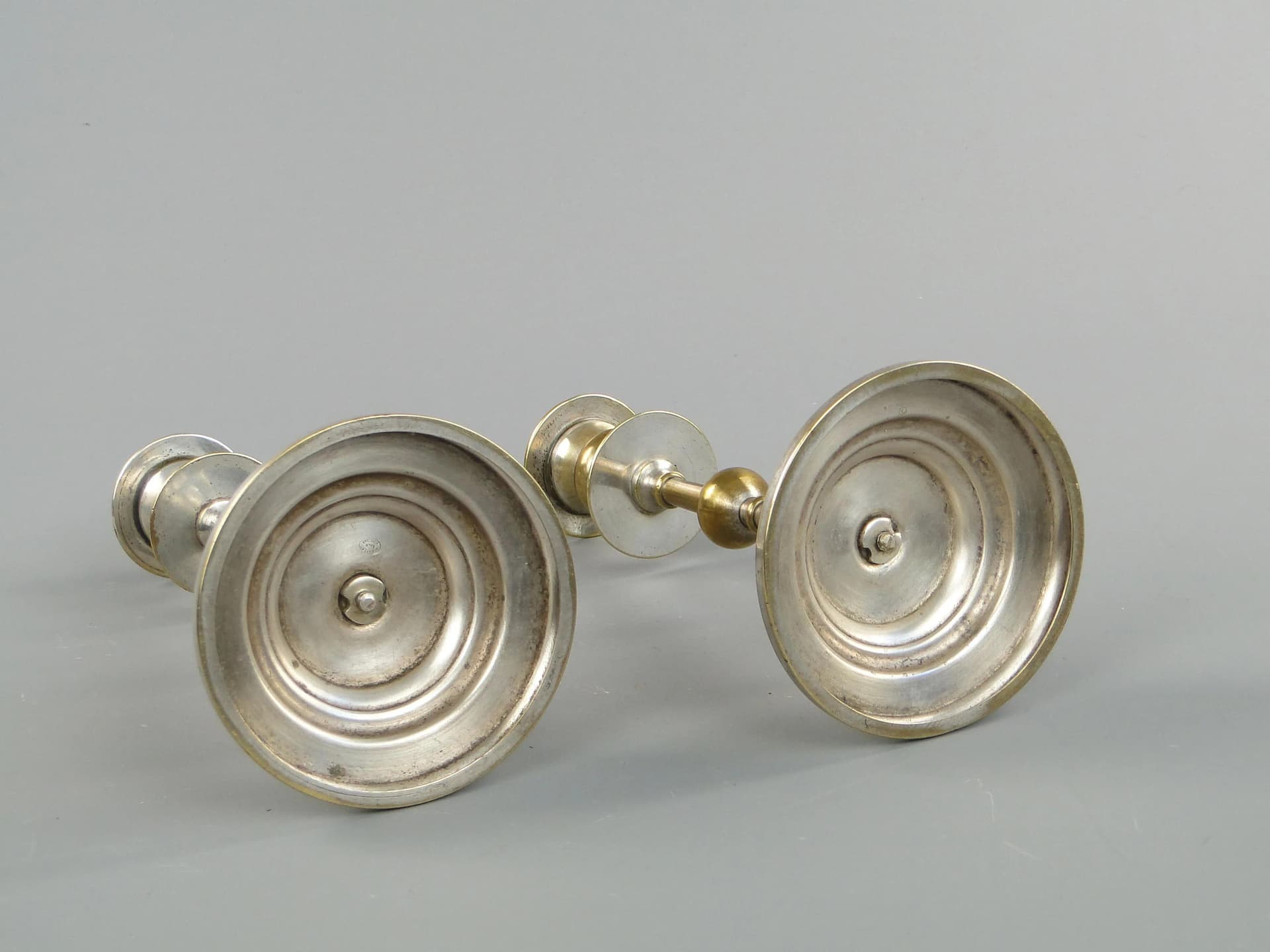 Para świeczników, mosiądz platerowany srebrem, Schiffers, Polska, początek XX w. - 21571