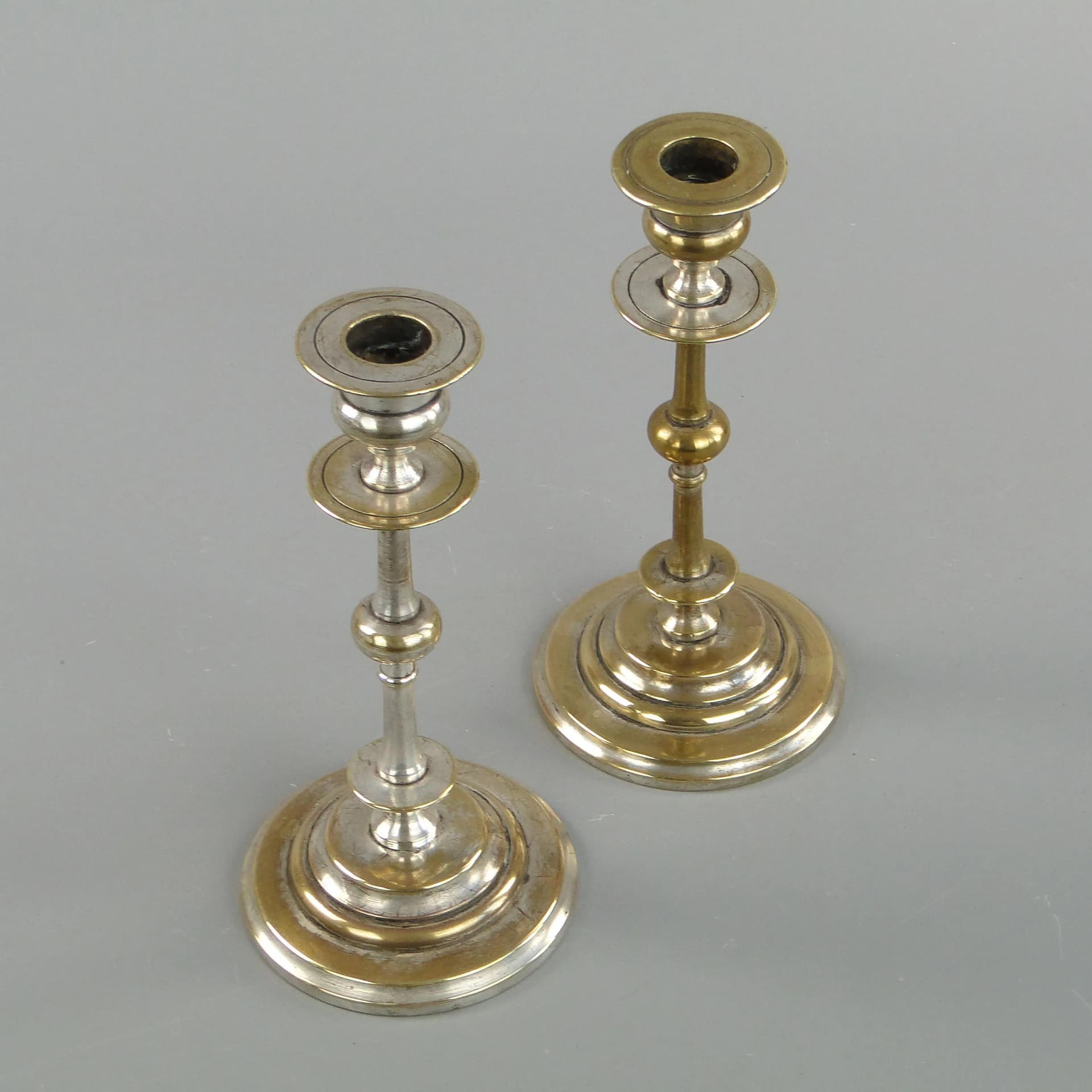 Para świeczników, mosiądz platerowany srebrem, Schiffers, Polska, początek XX w. - 21570