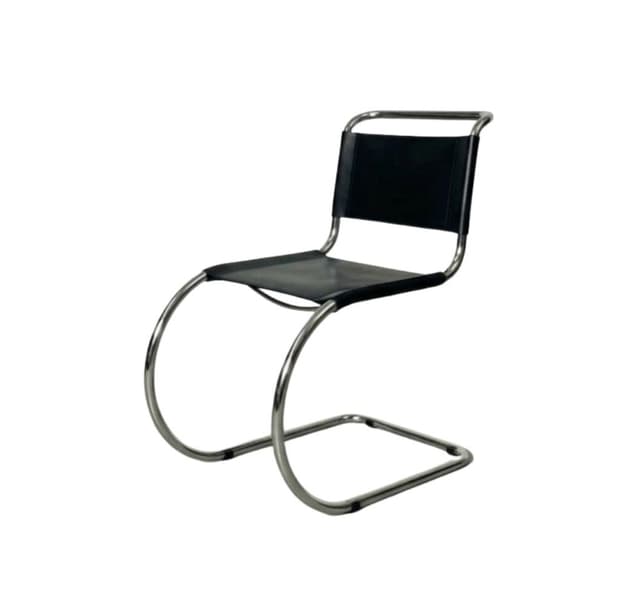 Krzesło wg. proj. L. Mies van der Rohe, czarne, stal, skóra - WYMIARY