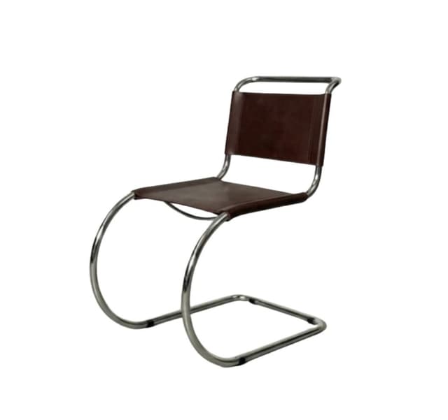 Krzesło wg. proj. L. Mies van der Rohe, bordowe, stal, skóra - WYMIARY