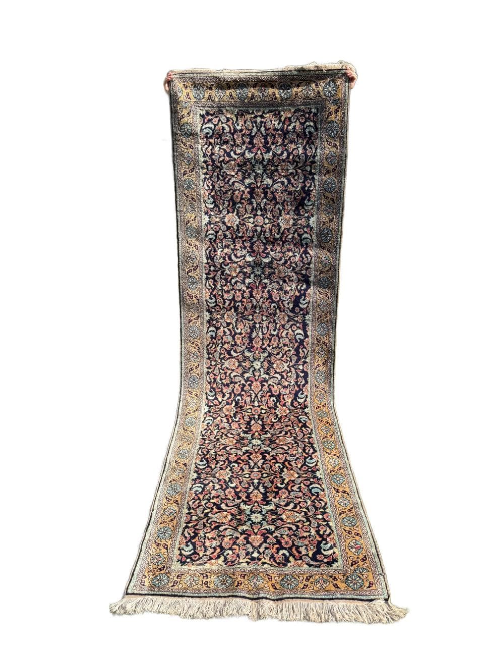 Dywan chodnik Ghoum, jedwab multikolor, Iran, 310x95 cm