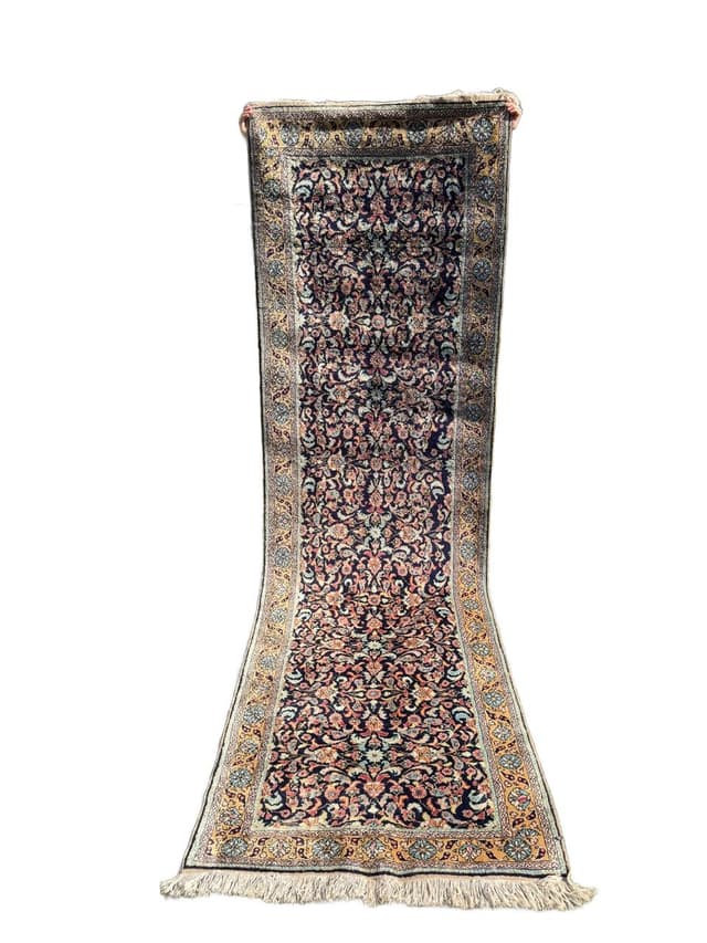 Dywan chodnik Ghoum, jedwab multikolor, Iran, 310x95 cm - WYMIARY