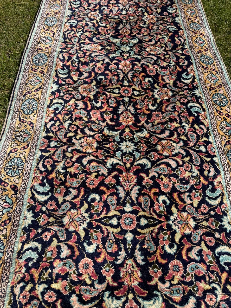 Dywan chodnik Ghoum, jedwab multikolor, Iran, 310x95 cm - 292582