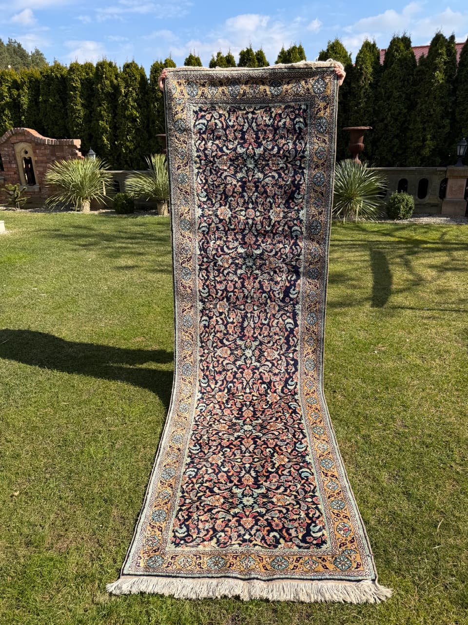 Dywan chodnik Ghoum, jedwab multikolor, Iran, 310x95 cm - 292570