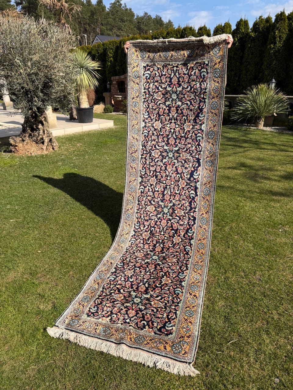 Dywan chodnik Ghoum, jedwab multikolor, Iran, 310x95 cm - 292571