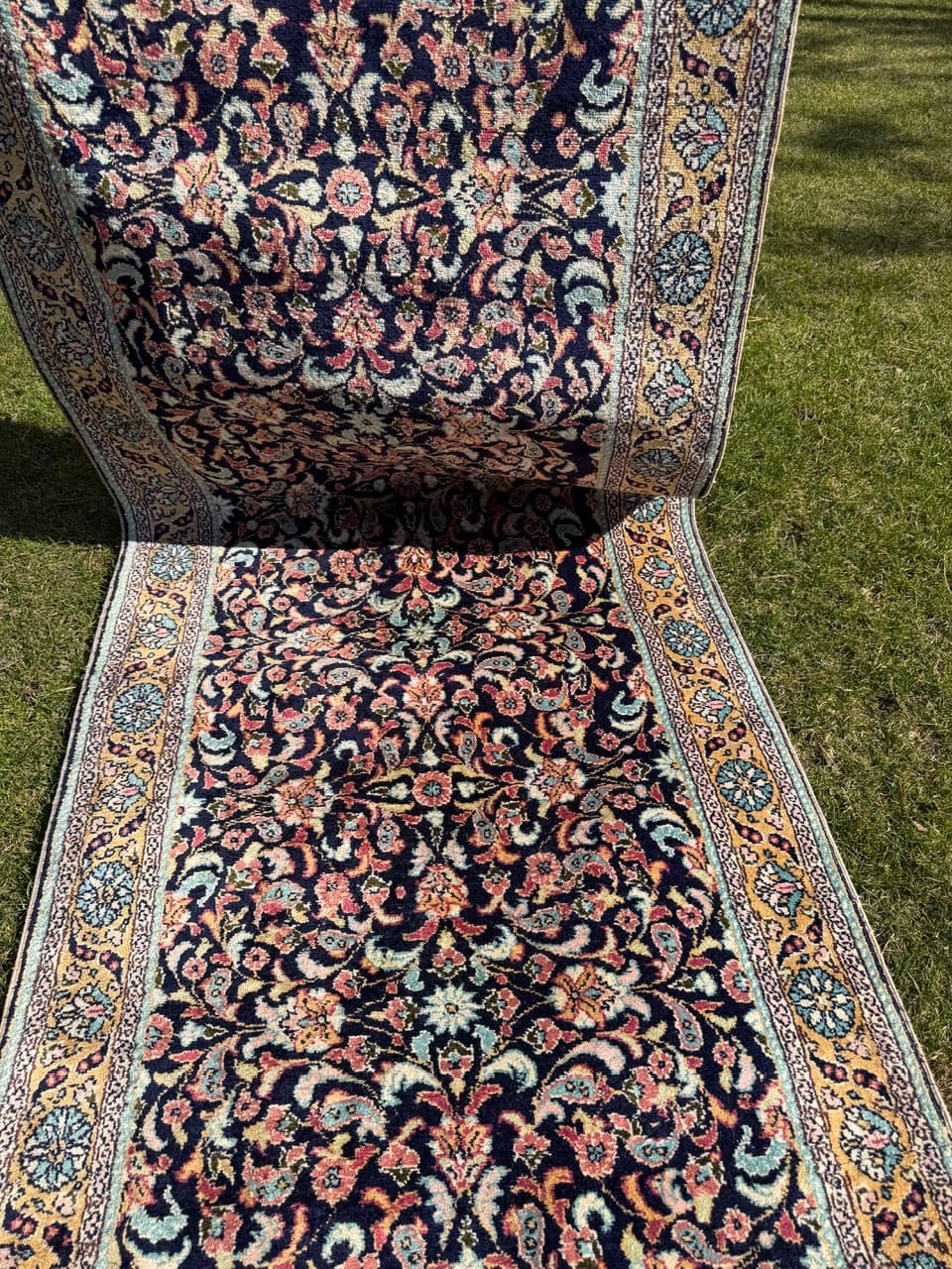 Dywan chodnik Ghoum, jedwab multikolor, Iran, 310x95 cm - 292575