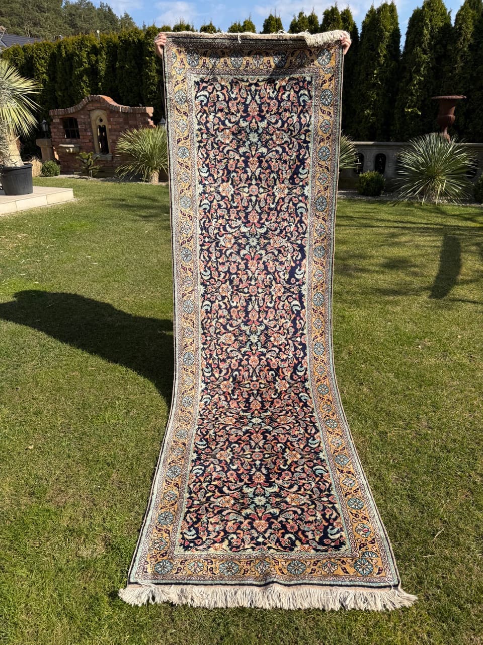 Dywan chodnik Ghoum, jedwab multikolor, Iran, 310x95 cm - 292572