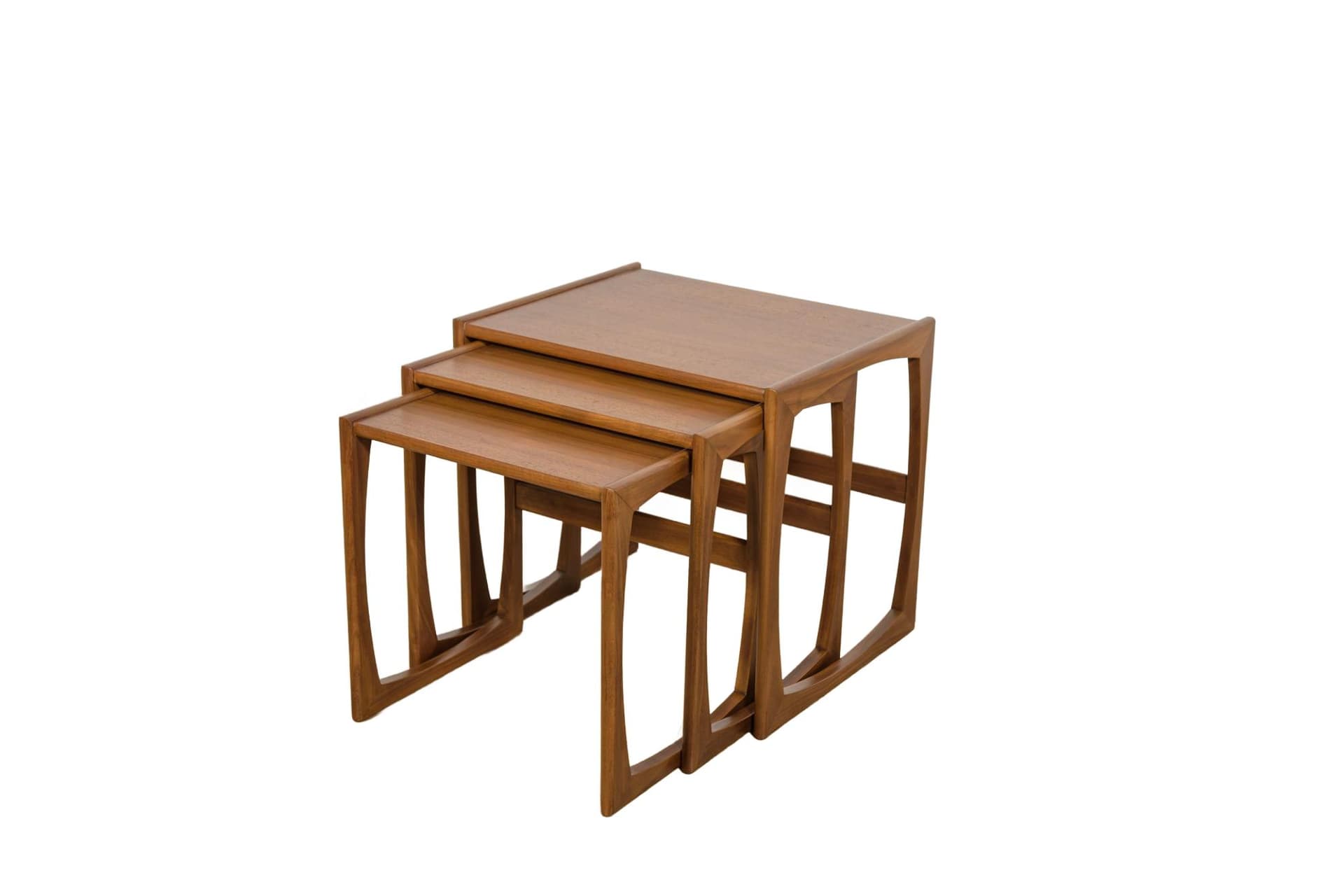 Komplet trzech stolików kawowych, teak, proj. R. Benett, G-Plan, Wielka Brytania, lata 60.