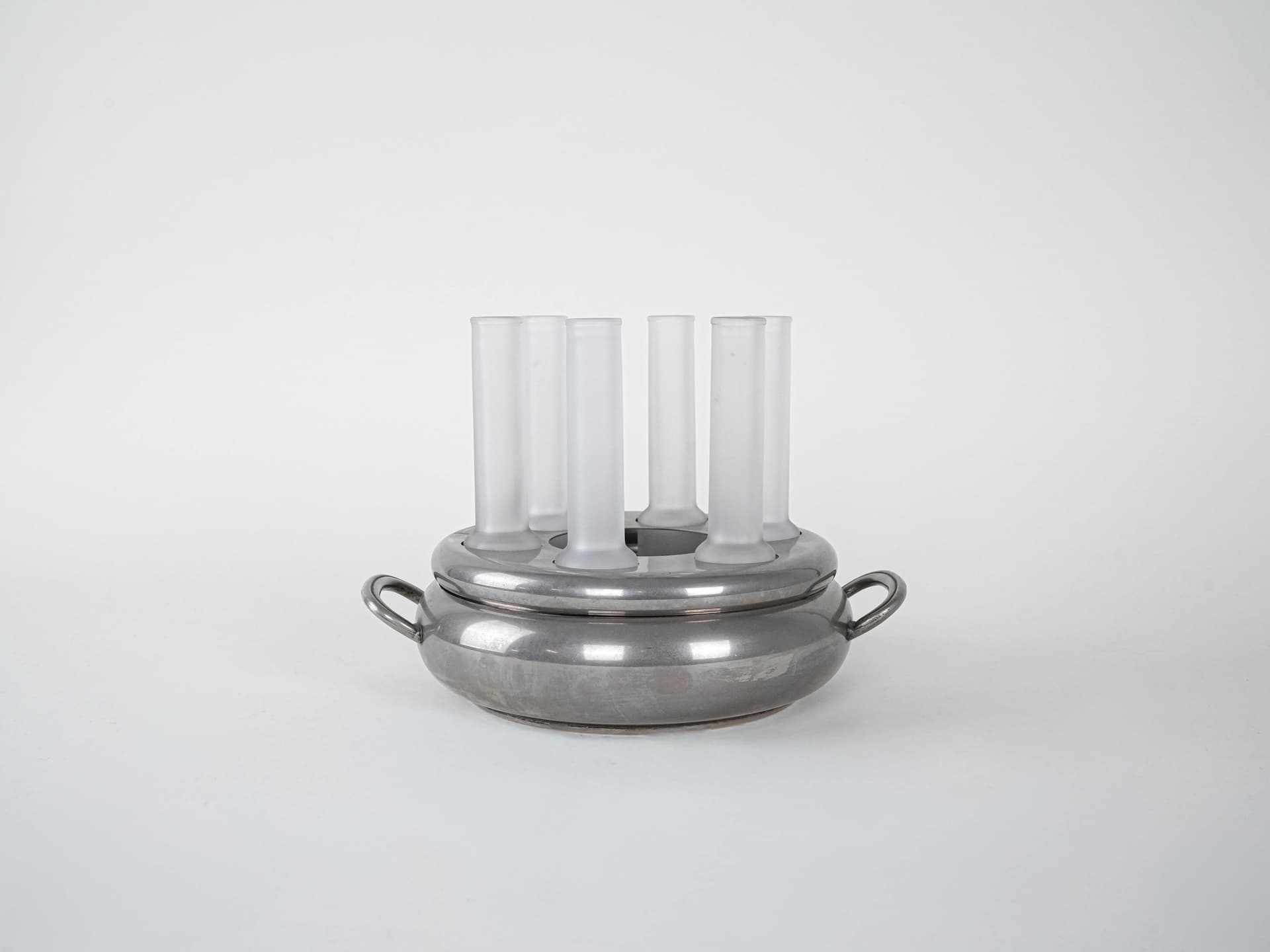 Serving set, transparent glass, silver metal, Italy, 1970s. - 292880