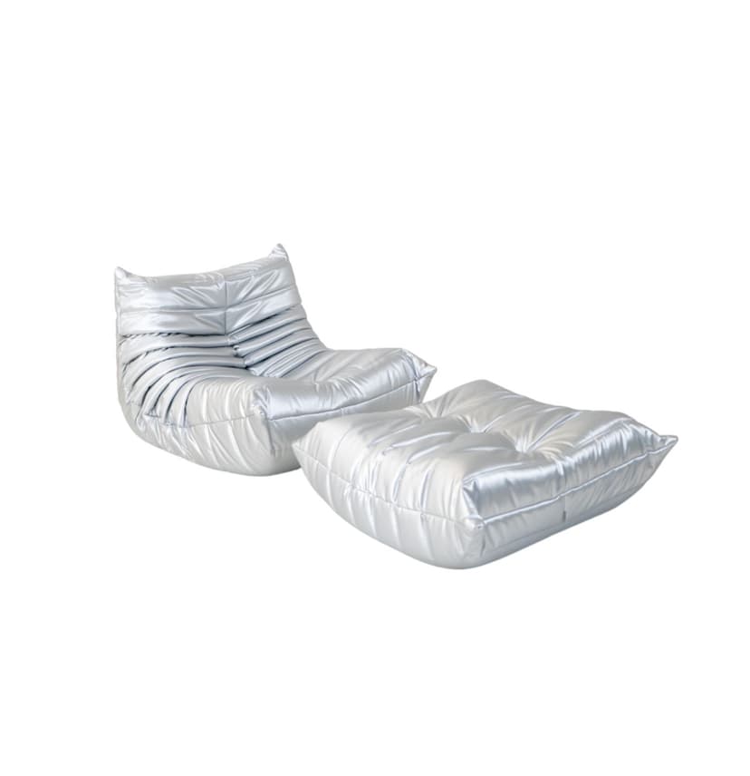 Fotel wypoczynkowy Togo z podnóżkiem, space grey