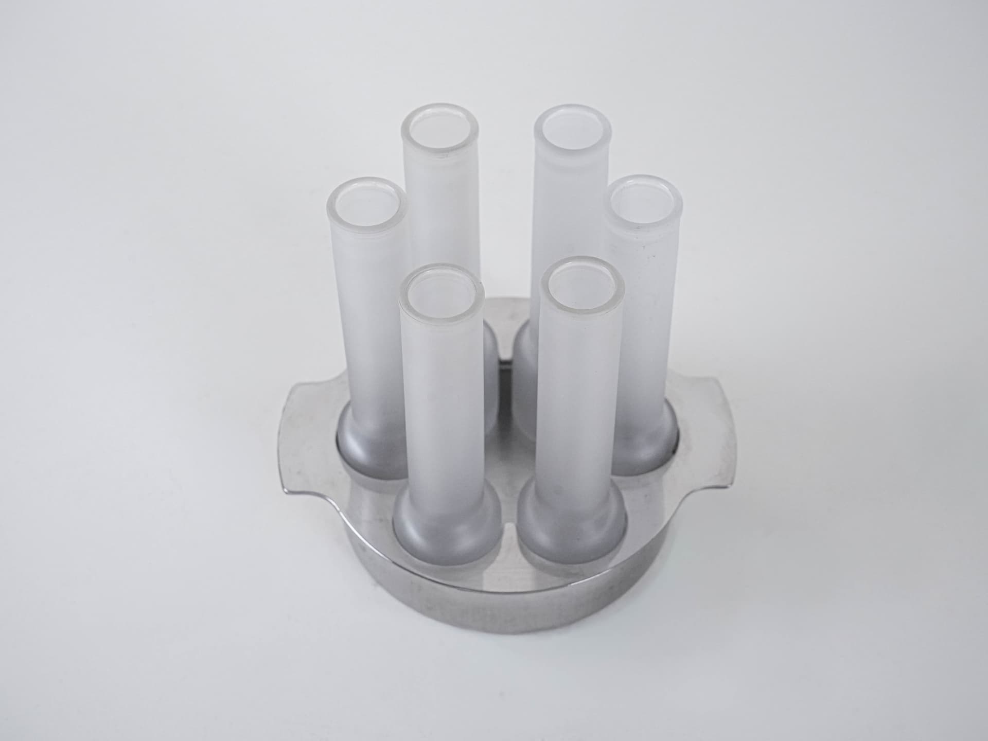 Serving set, white frosted glass, silver aluminium, Italy, 1970s. - 293103