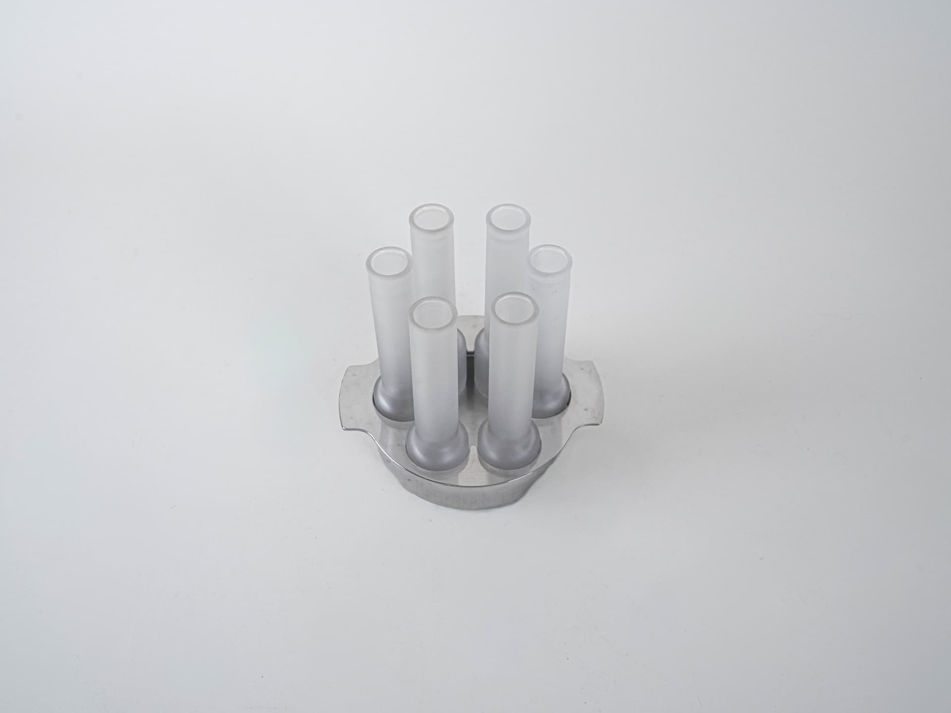 Serving set, white frosted glass, silver aluminium, Italy, 1970s. - 293102
