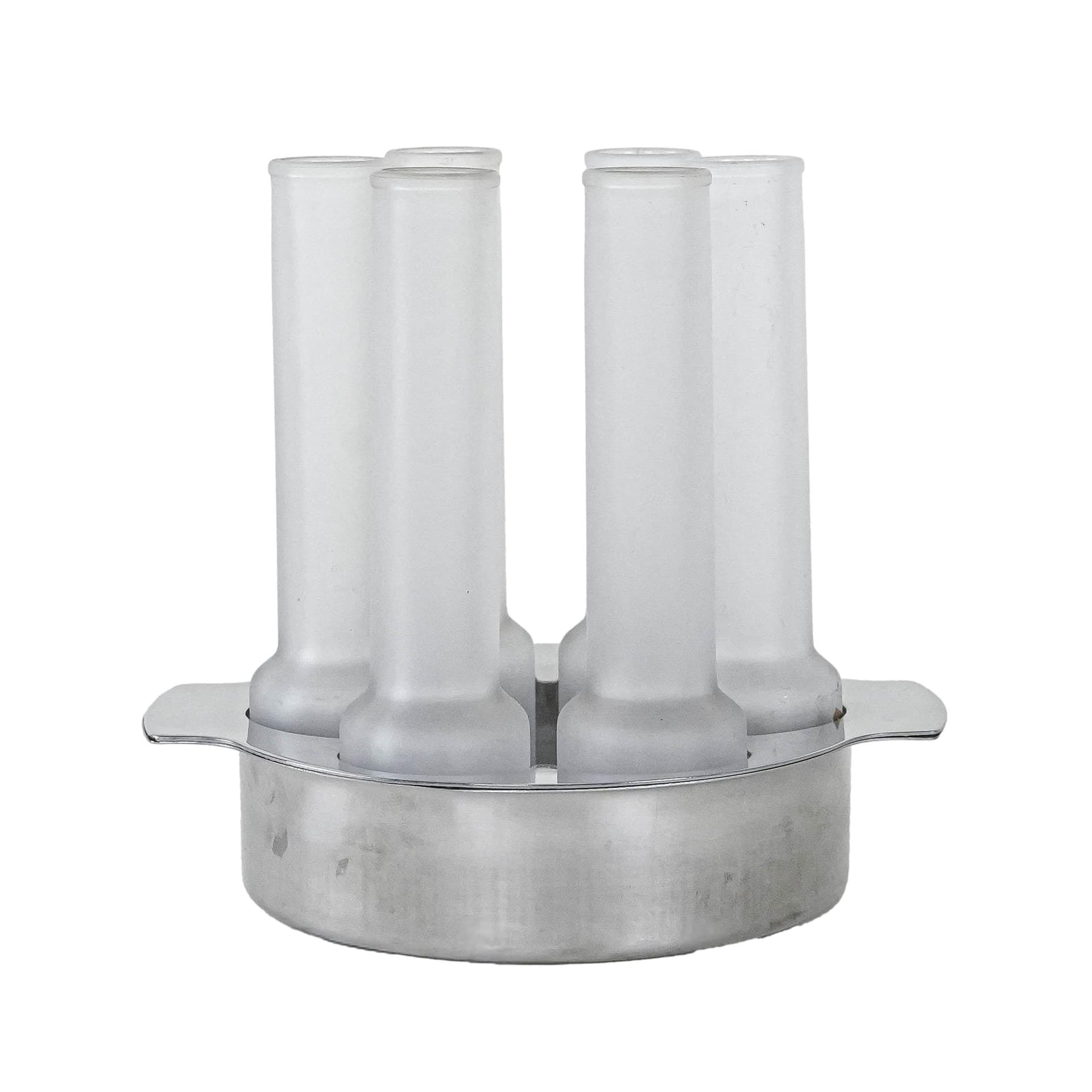 Serving set, white frosted glass, silver aluminium, Italy, 1970s.