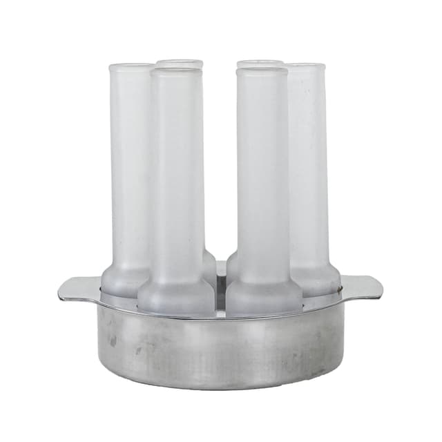 Serving set, white frosted glass, silver aluminium, Italy, 1970s. - DIMENSION