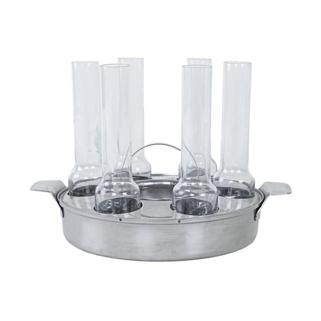 Serving set, transparent glass, silver steel, Italy, 1970s. - DIMENSION