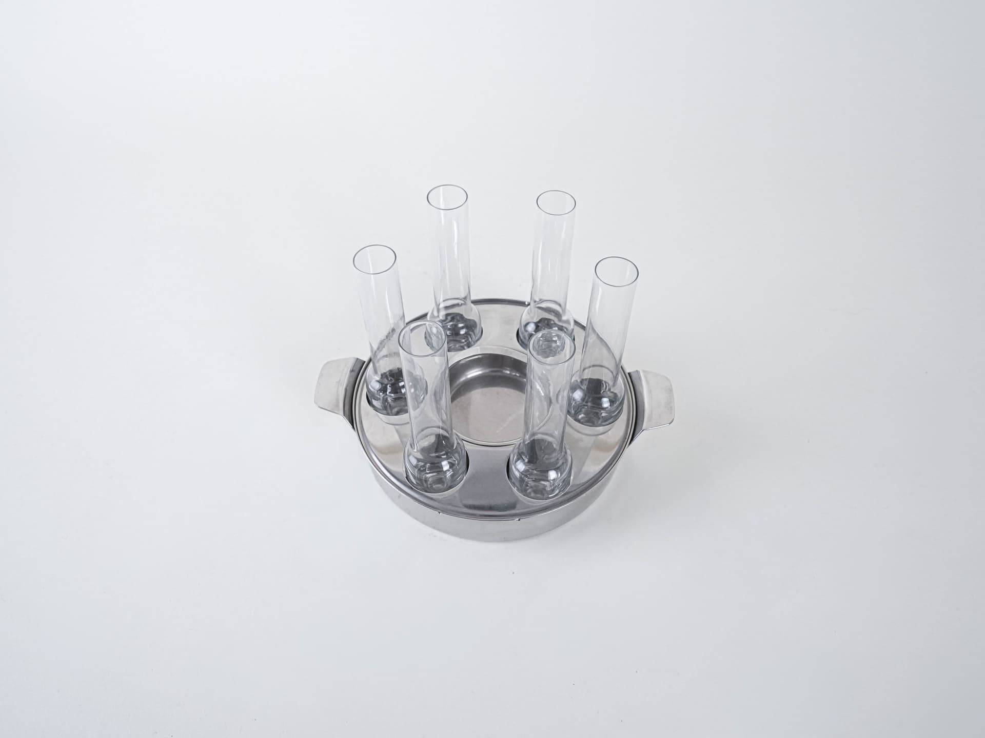 Serving set, transparent glass, silver steel, Italy, 1970s. - 293108