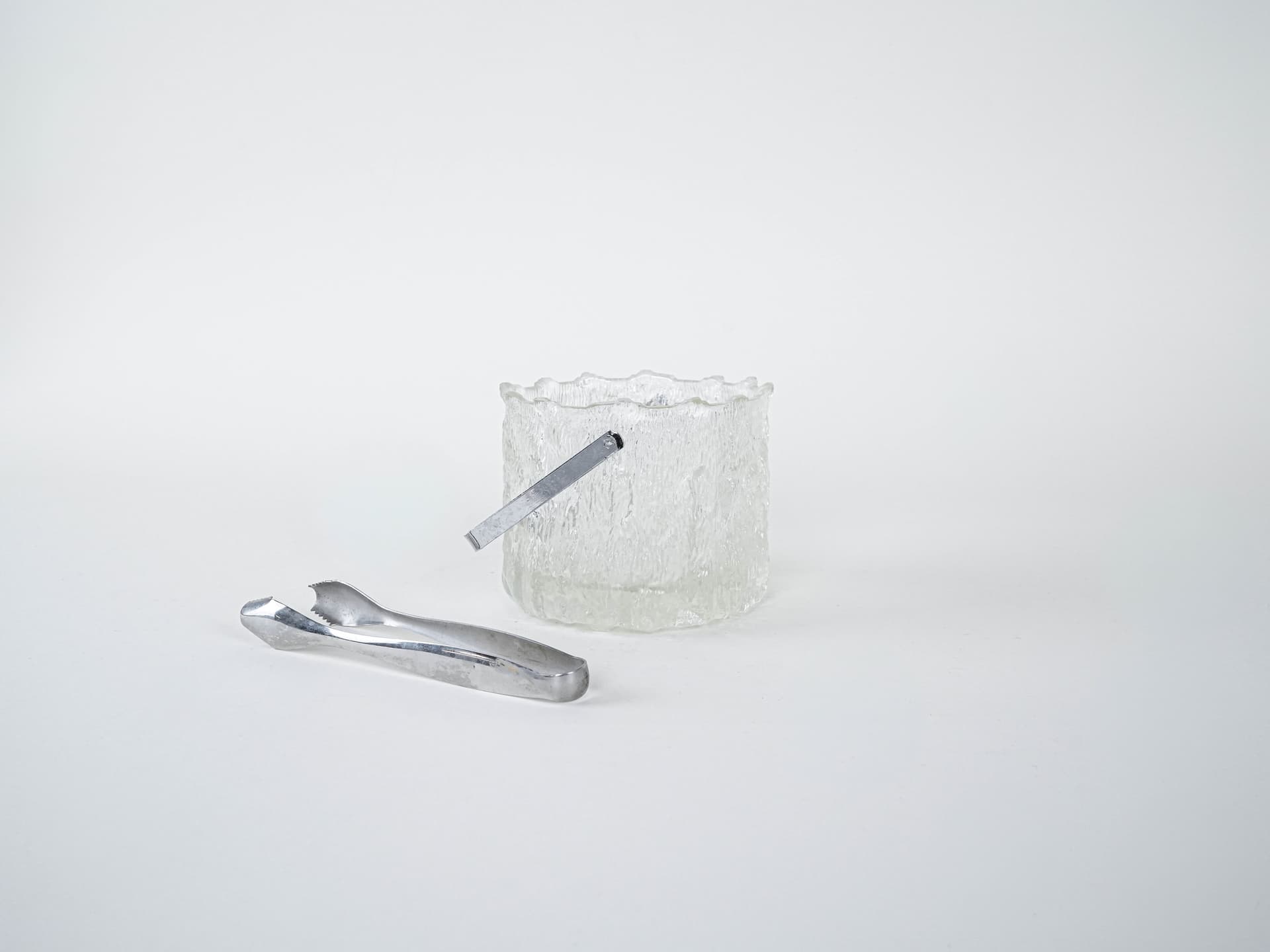Ice bucket, transparent glass, silver metal, Sweden, 1970s. - 293168