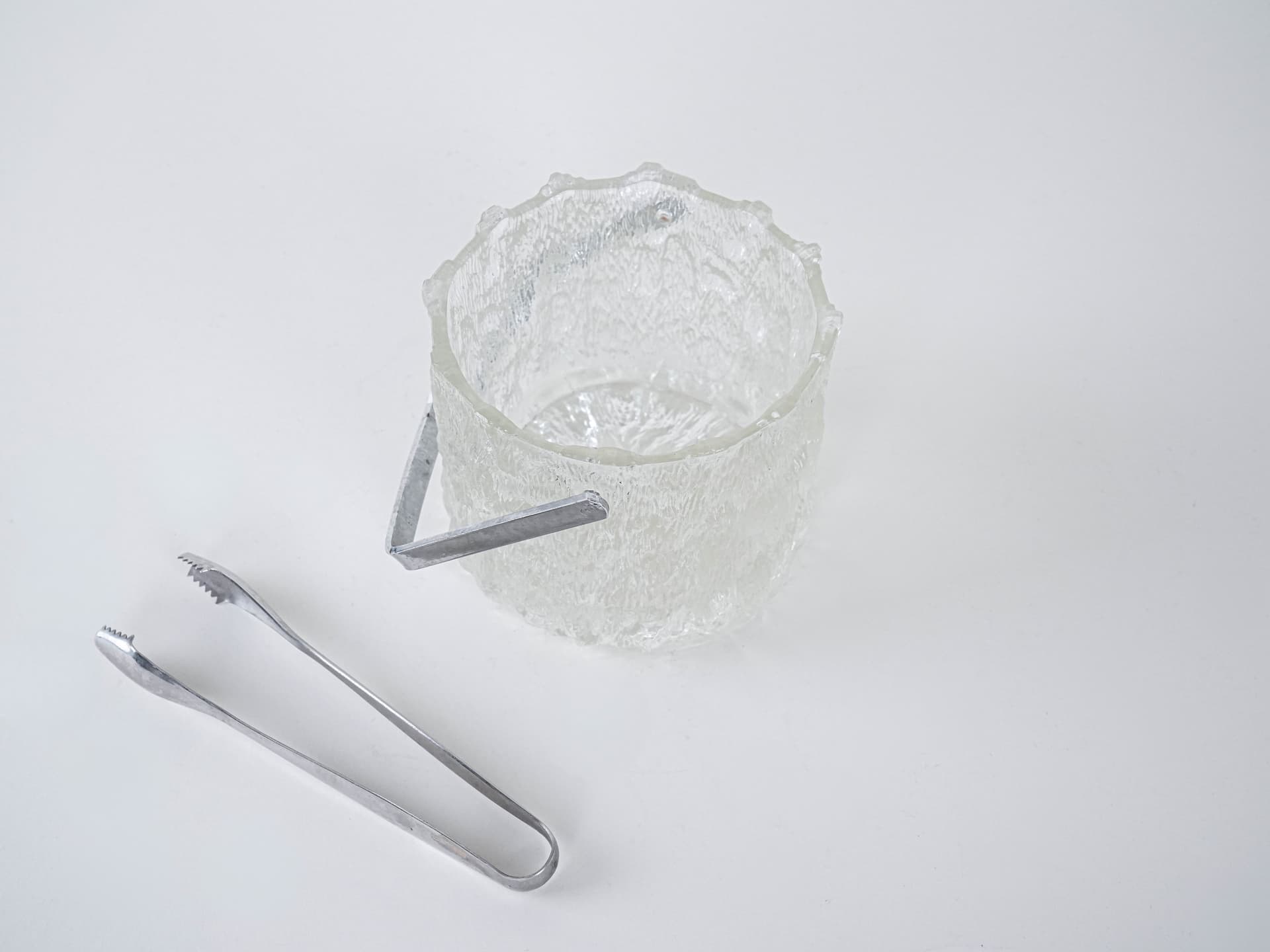 Ice bucket, transparent glass, silver metal, Sweden, 1970s. - 293172