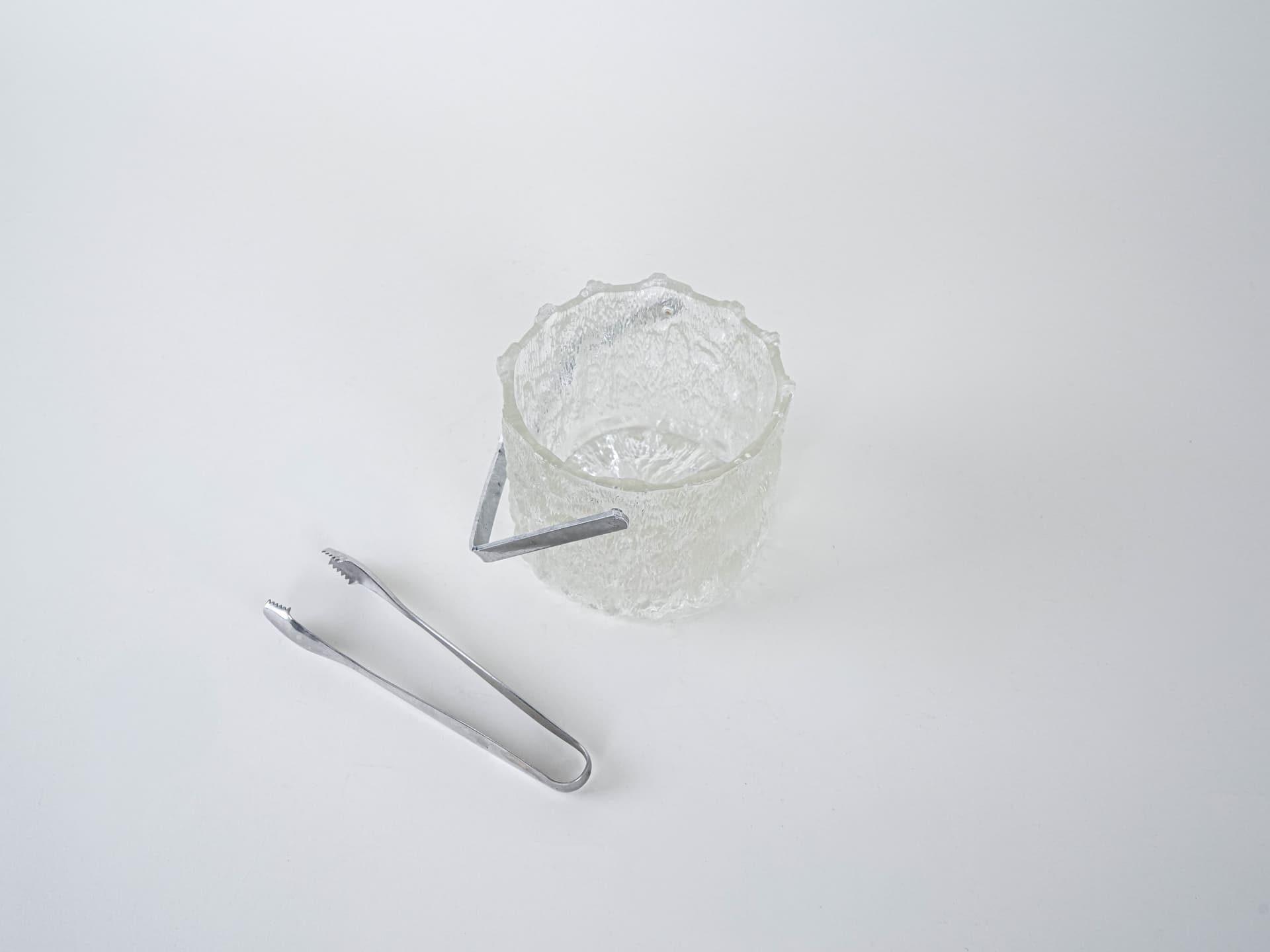 Ice bucket, transparent glass, silver metal, Sweden, 1970s. - 293170