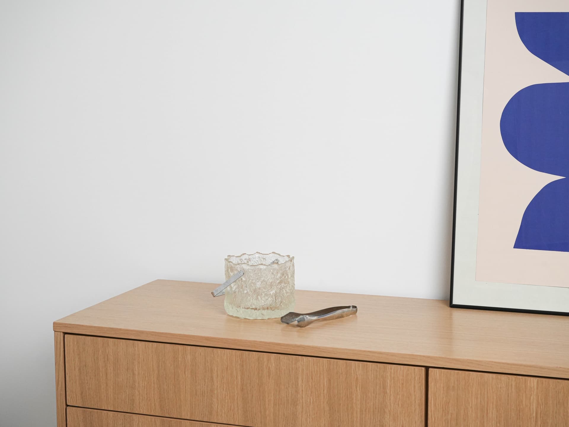 Ice bucket, transparent glass, silver metal, Sweden, 1970s. - 293171