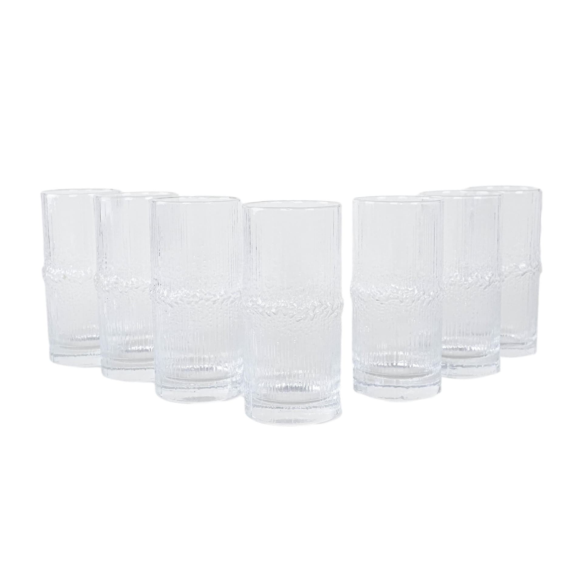 Komplet szklanek Niva, szkło transparentne, proj. T. Wirkkala, Iittala, Finlandia, lata 70.
