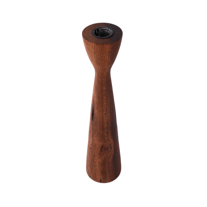 Świecznik, brązowy, teak, metal, Dania, lata 60.
