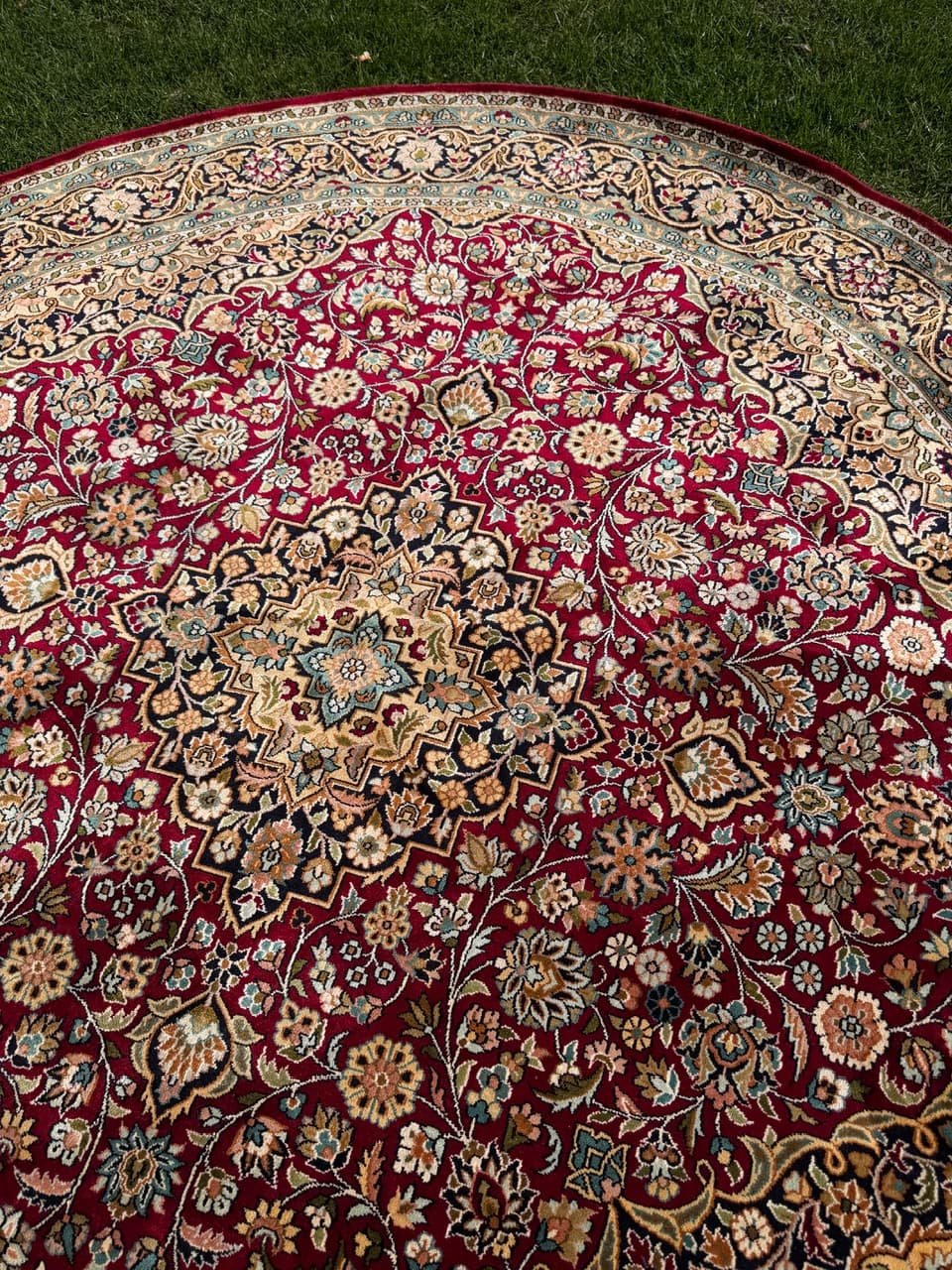 Dywan okrągły Ghoum, 190 cm, jedwab multikolor, Indie - 293363