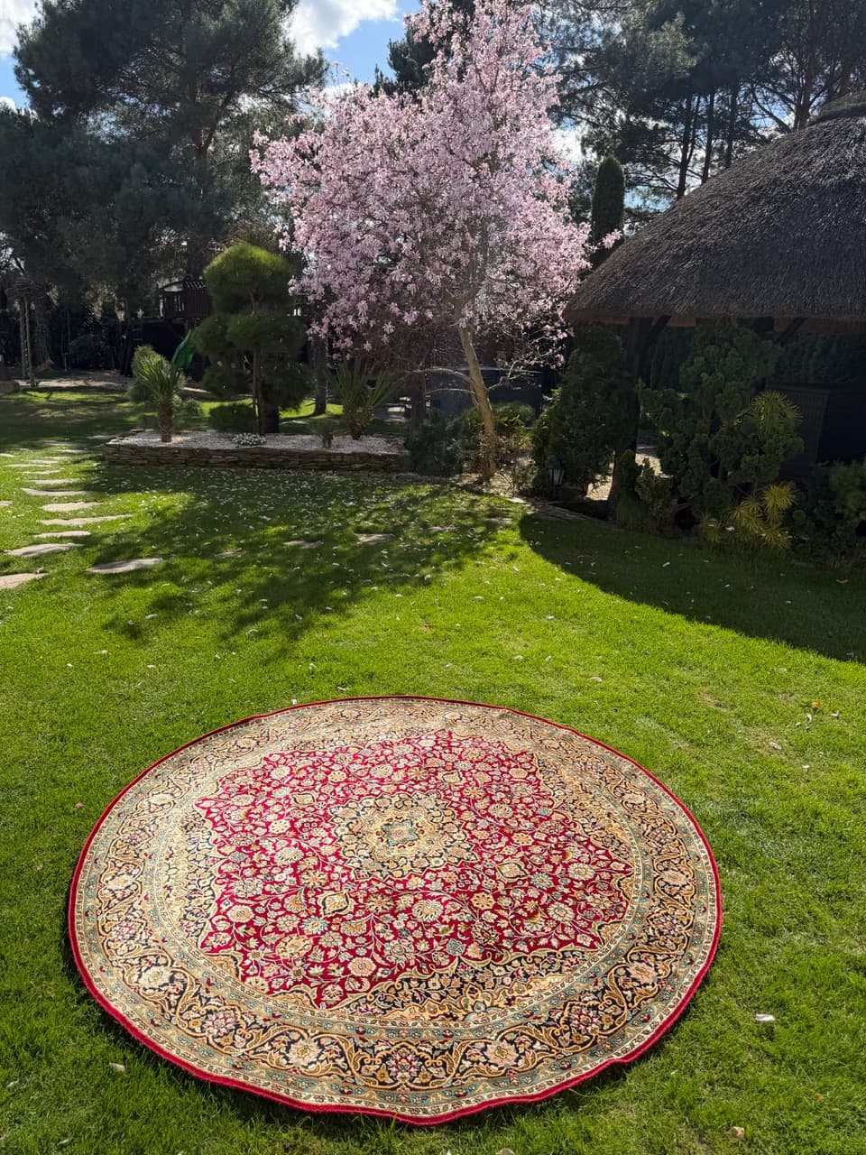 Dywan okrągły Ghoum, 190 cm, jedwab multikolor, Indie - 293364