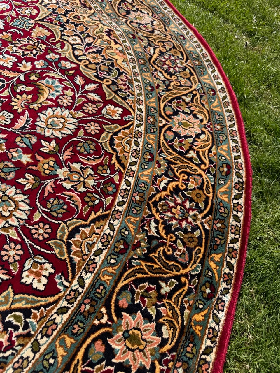 Dywan okrągły Ghoum, 190 cm, jedwab multikolor, Indie - 293355