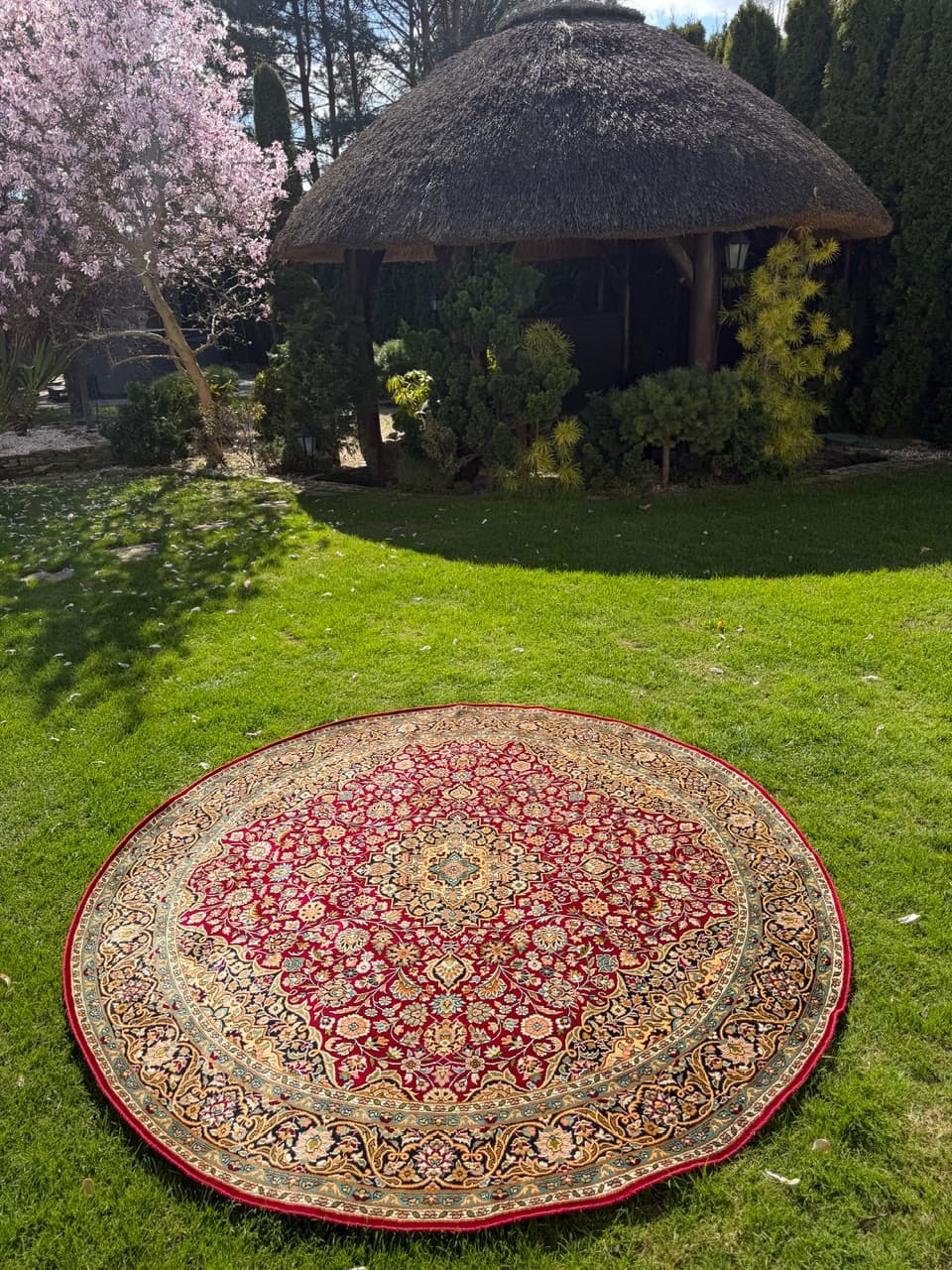 Dywan okrągły Ghoum, 190 cm, jedwab multikolor, Indie - 293357