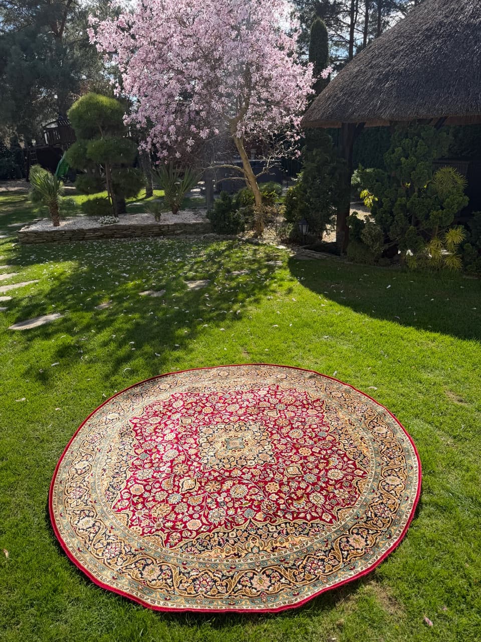 Dywan okrągły Ghoum, 190 cm, jedwab multikolor, Indie - 293352