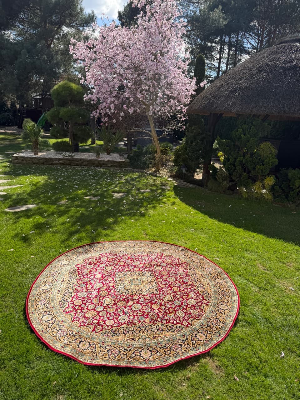 Dywan okrągły Ghoum, 190 cm, jedwab multikolor, Indie - 293351