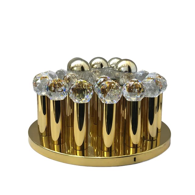 Złocony mosiężny plafon z kryształami Swarovskiego, Ernst Palme, Niemcy, lata 60. - WYMIARY