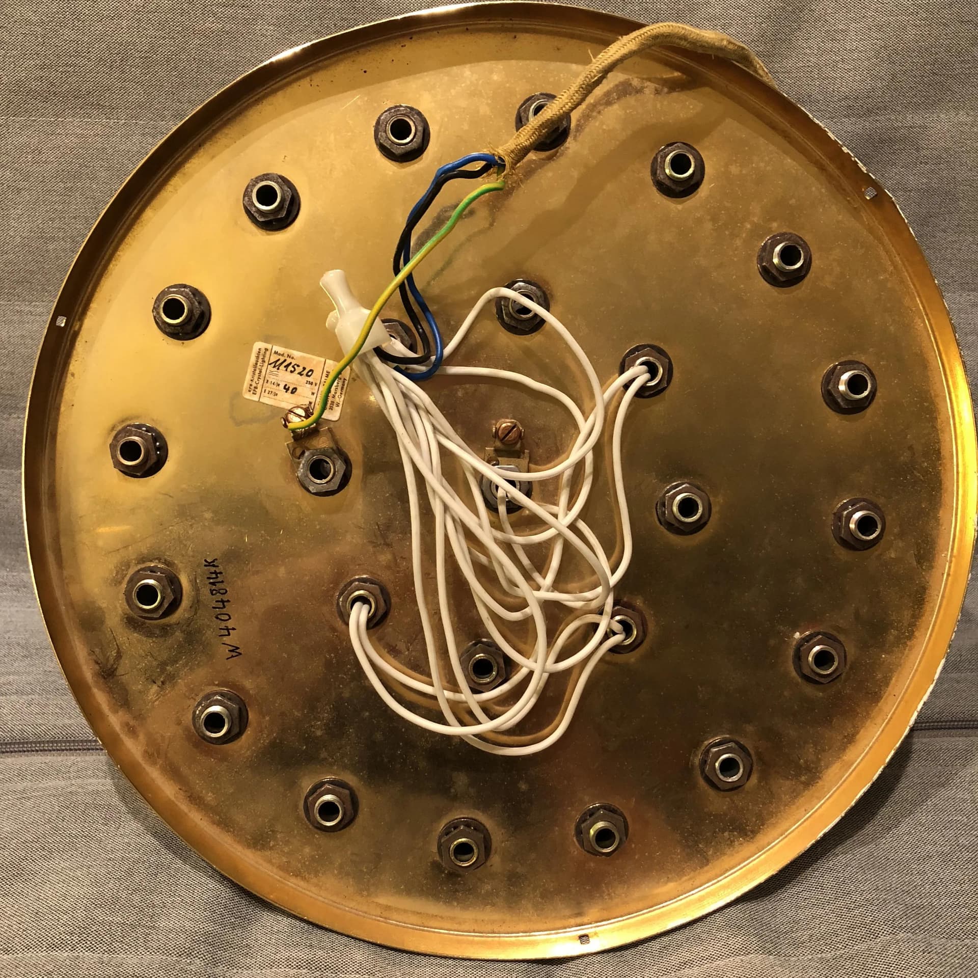 Złocony mosiężny plafon z kryształami Swarovskiego, Ernst Palme, Niemcy, lata 60. - 21581