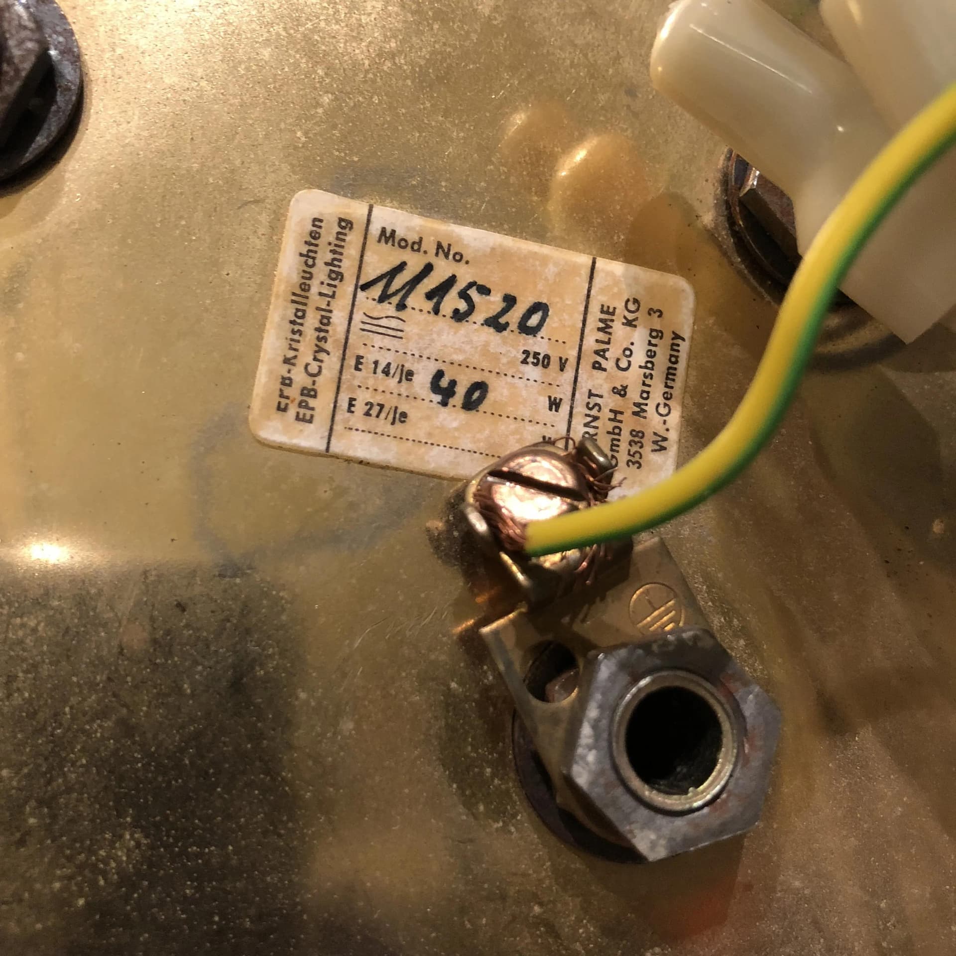 Złocony mosiężny plafon z kryształami Swarovskiego, Ernst Palme, Niemcy, lata 60. - 21580