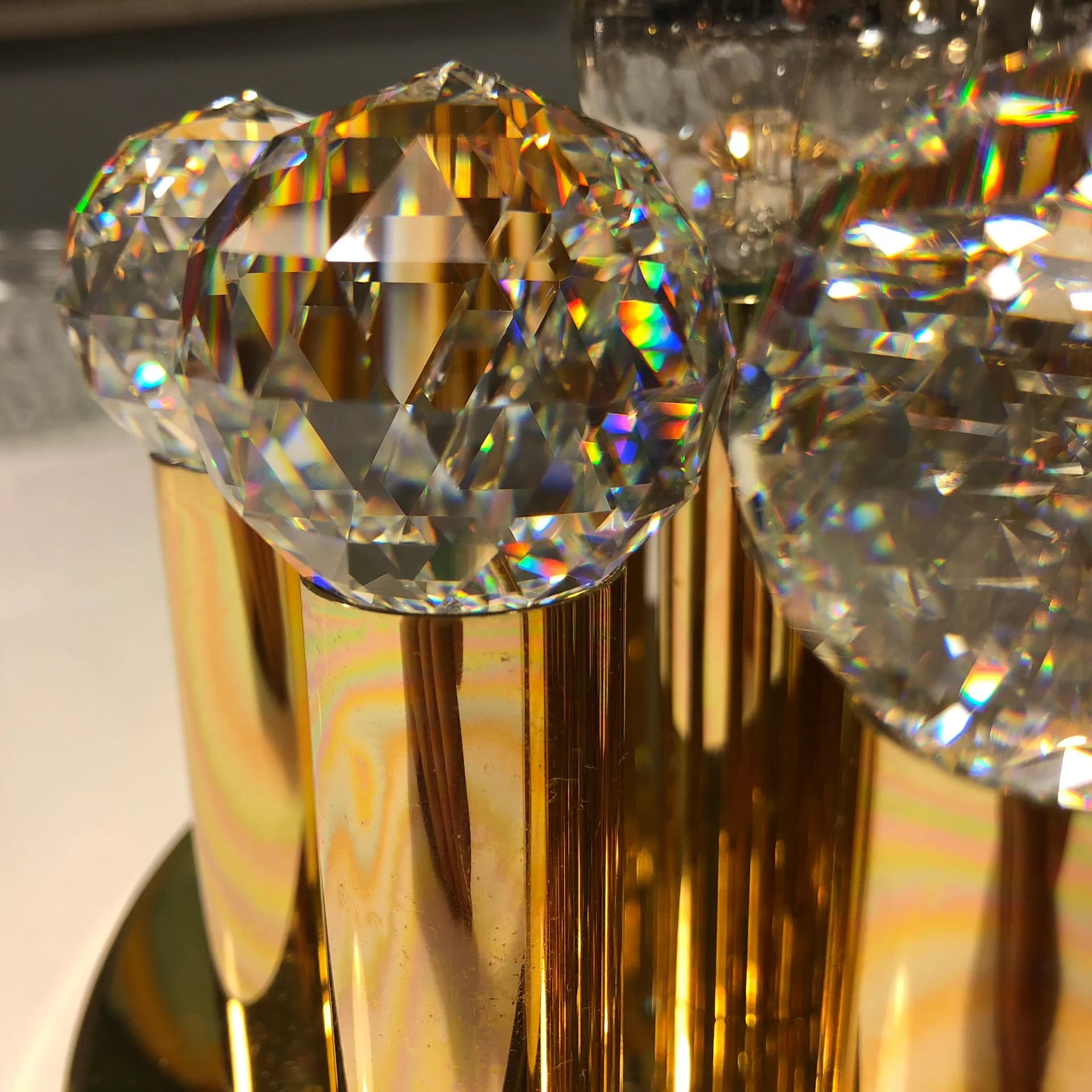 Złocony mosiężny plafon z kryształami Swarovskiego, Ernst Palme, Niemcy, lata 60. - 21577