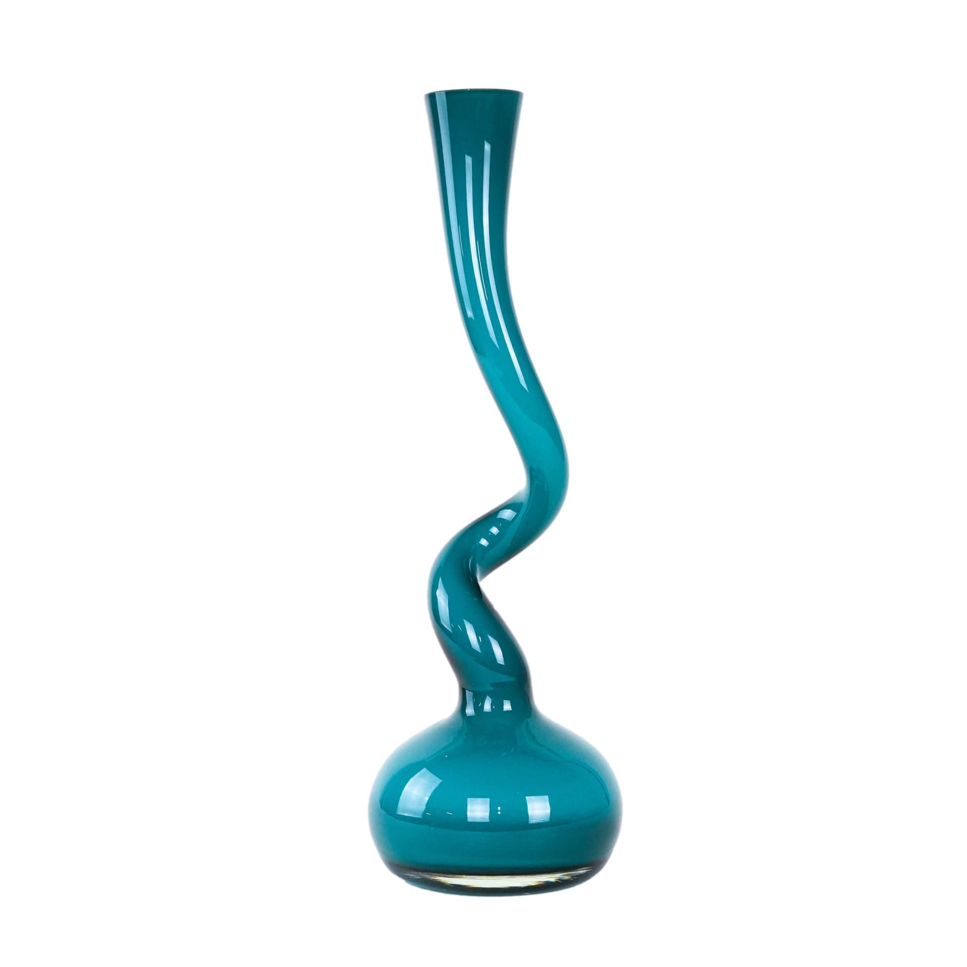 Wazon Swing Vase, turkusowy, szkło, proj. B. Bonnesen, Normann Copenhagen, Dania, lata 90.